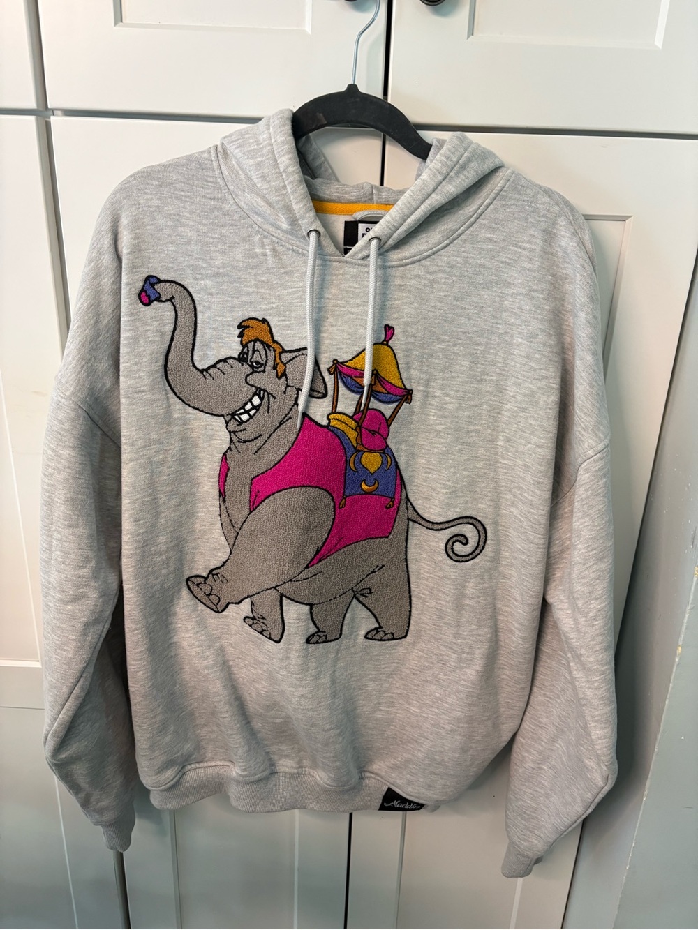 Disney Aladdin “Abu as Elephant” Gray Hoodie with chenille patch Hoodie